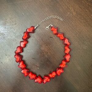 Red oversized heart beaded necklace
